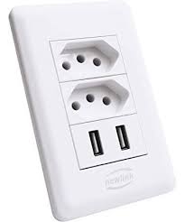 Tomada De Parede Dupla com 2 USB Carregador Turbo