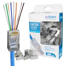 CONECTOR BLINDADO DE REDE EZ RJ45 VAZADO CAT5E EZ CRIMP COM 100UN