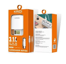 Carregador Fonte + Cabo Usb Tipo-C Turbo Kaidi KD-557C 3 USB