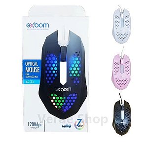 MOUSE GAMER OPTICO ULTRALEVE COLMEIA LED RGB EXBOM / MS-C33 BRANCO