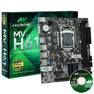 Placa Mãe H61 Macrovip INTEL LGA 1155 DDR3 VGA/HDMI i3/i5/i7 m.2