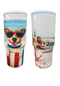 Copo Térmico Inox 800ml Com Tampa e canudo Inox Estampa dogs