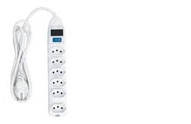 FILTRO DE LINHA 6 TOMADAS 2P+T C/ INTERRUPTOR ON/OFF C/ FUSIVEL CABO C/ 3M 10A