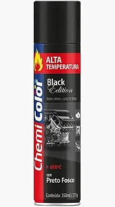 TINTA SPRAY PRETO FOSCO ALTA TEMPERATURA 350ML CHEMICOLOR
