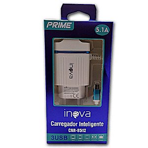 Carregador Turbo Inova  5.1A - 3 Usb Prime CAR-8512