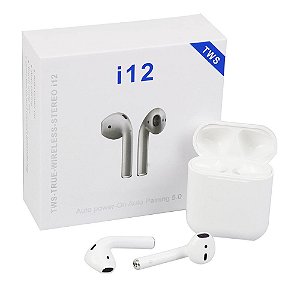 Fone Bluetooth Branco I12 V5.0 Tws Touch Android e AirPods
