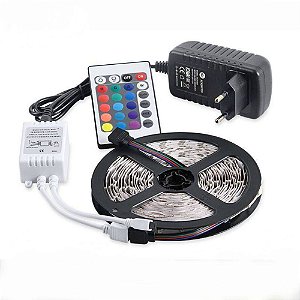 Fita Led 5m Rgb 16 Cores 5050 Prova D'agua + Fonte+ Controle