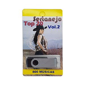 Pendrive musical 700-1000 musicas sertanejo top 20 vol. 2