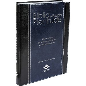 Bíblia de Estudo Plenitude RA, Almeida Revista e Atualizada, Couro sintético Preto e Azul