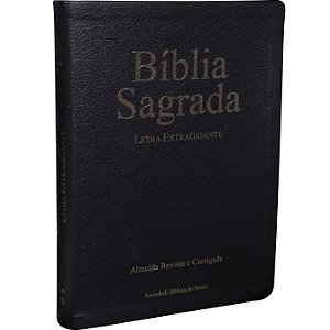 Bíblia Sagrada Letra Grande ,cristã  Beiras douradas, Couro bonded Preta de estudo