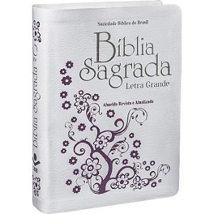 Bíblia Sagrada Letra Grande, Almeida Revista e Atualizada, Capa Couro bonded Branca