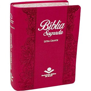 Bíblia Sagrada, Nova Almeida Atualizada, Letra Grande, Beiras floridas, Couro sintético Pink