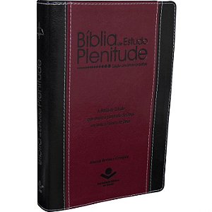Bíblia de Estudo Plenitude, Almeida Revista e Corrigida,  sem Índice, Couro sintético Preta e Vinho