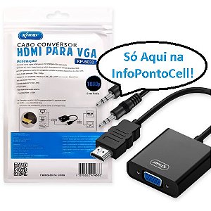Cabo Conversor HDMI para VGA com Áudio P2 Knup - KP-3468