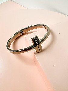 Bracelete Liso Detalhado Ródio Branco