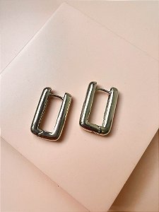 Argola Tubo Retangular Ródio Branco