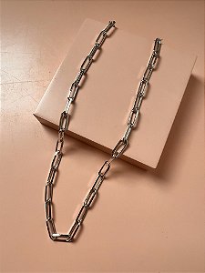Choker Elos Retangulares Ródio Branco