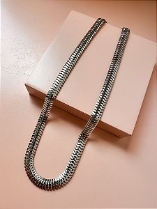 Choker Malha Maleável Ródio Branco