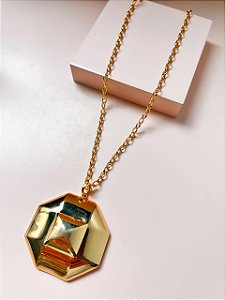 Colar Longo Liso Octágono Ouro