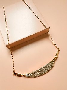 Colar Pingente Rígido Cravejado Ouro