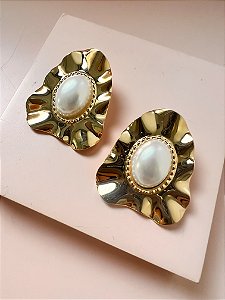 Brinco Martelado com Pérola Ouro