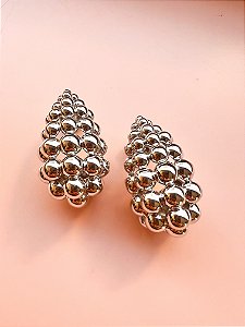 Brinco Gota Balls G Ródio Branco