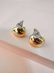 Piercing Par Fake Liso com Pedra de Zircônia Ouro