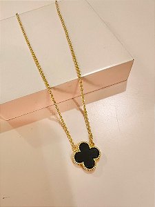 Colar Trevo Black Ouro