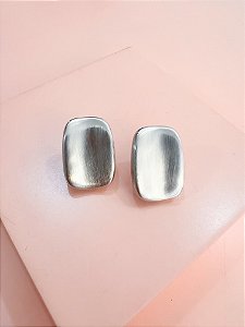 Brinco Retângulo Acetinado Ródio Branco