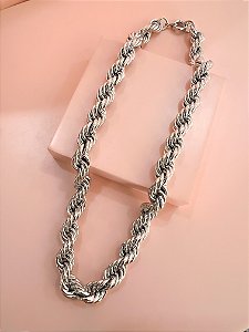 Colar Cordão Baiano G Ródio Branco