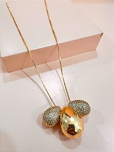 Colar 3 Gotas Lisas e Cravejado Ouro