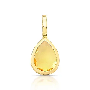 Pingente Gota Cristal Amarelo Ouro