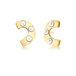 Brinco Ear Cuff Pérola Cravada Ouro