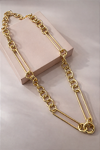 Correntaria Estilizada Elos Redondos e Retangulares Ouro