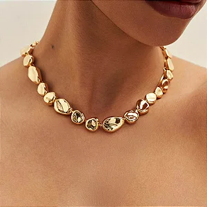 Colar Orgânico Martelado Ouro