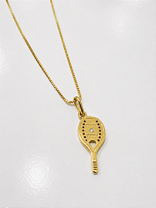 Colar de Raquete de Pé Ouro P