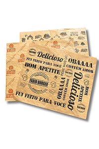 Papel Acoplado Kraft Personalizado Para Lanche - C/5000 unds