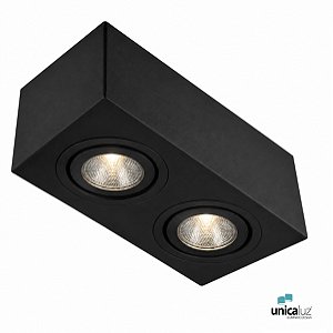 Plafon Sobrepor Foco 2XMR16 Preto - Golight - G1116/2PT