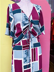 Conjunto Crepe Lilás e Verde P