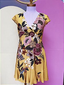 Vestido Amarelo Flores Farm -   P