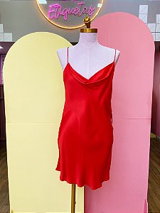 Vestido acetinado Vermelho tiras Zara - P