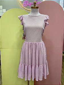 Vestido Curto Rosa Poá Prata Ave Rara - G