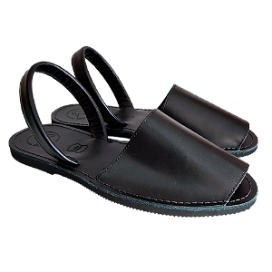 Avarca Preta Total em couro