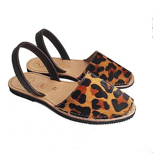 Avarca Onça em couro legítimo