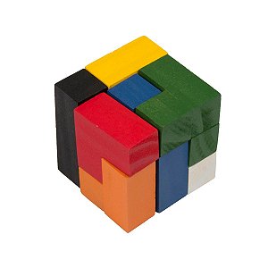 Jogo em madeira desafio e raciocínio lógico Cubo I Colorido