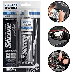 Silicone Acético Bisnaga 50G Blister Preto Tekbond