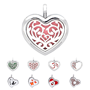 Colar Difusor Aromaterapia Coração Atacado Revenda 10 Unidades (Linha Premium Aço Inoxidável 316l) Kit 01