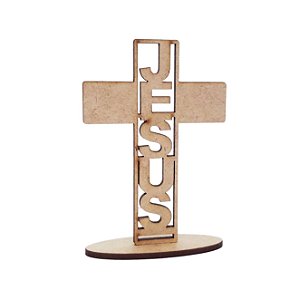 Lembrança Cristã Cruz Jesus Vertical 10 cm MDF