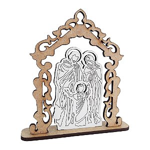 Lembrança Cristã  Mini Capela Sagrada Família 10 cm MDF