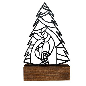 Enfeite de Mesa Natal Arvore e Presepio Sagrada Família 15 cm